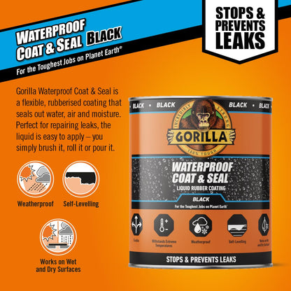 Gorilla 84756 Waterproof Coat & Seal Black 473Ml