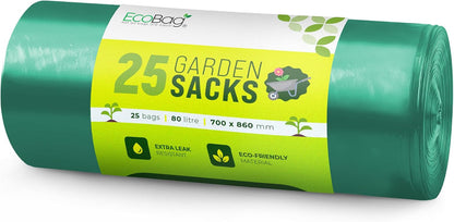 Ecobag Heavy Duty Garden Sacks | Capacity 80L | 1 x 25 Bags