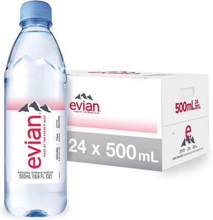 Evian Bottled Water 24 x 500ml (Plastic Bottle)