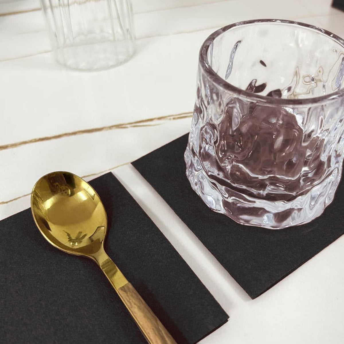 Bulky Soft Bar Napkins / Serviettes 2ply 23cm BLACK {100}