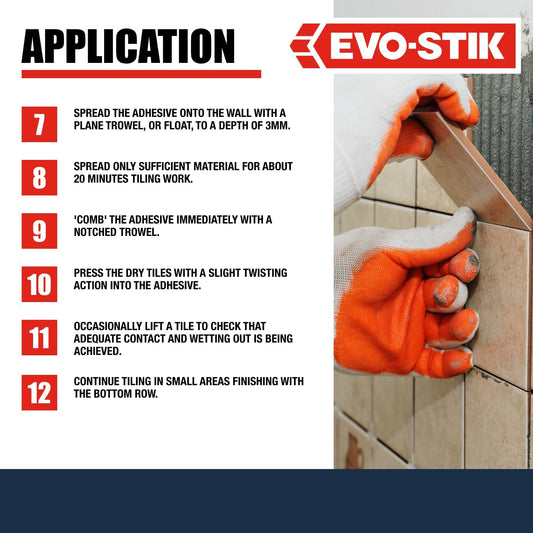 Evo-Stik Wall Tile Adhesive | Instant Grab | Multi Surface| 10L Tub