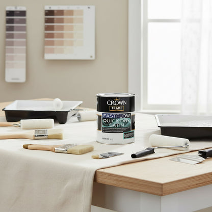 Crown Trade Fastflow Quick Dry Satin White 1 Litre