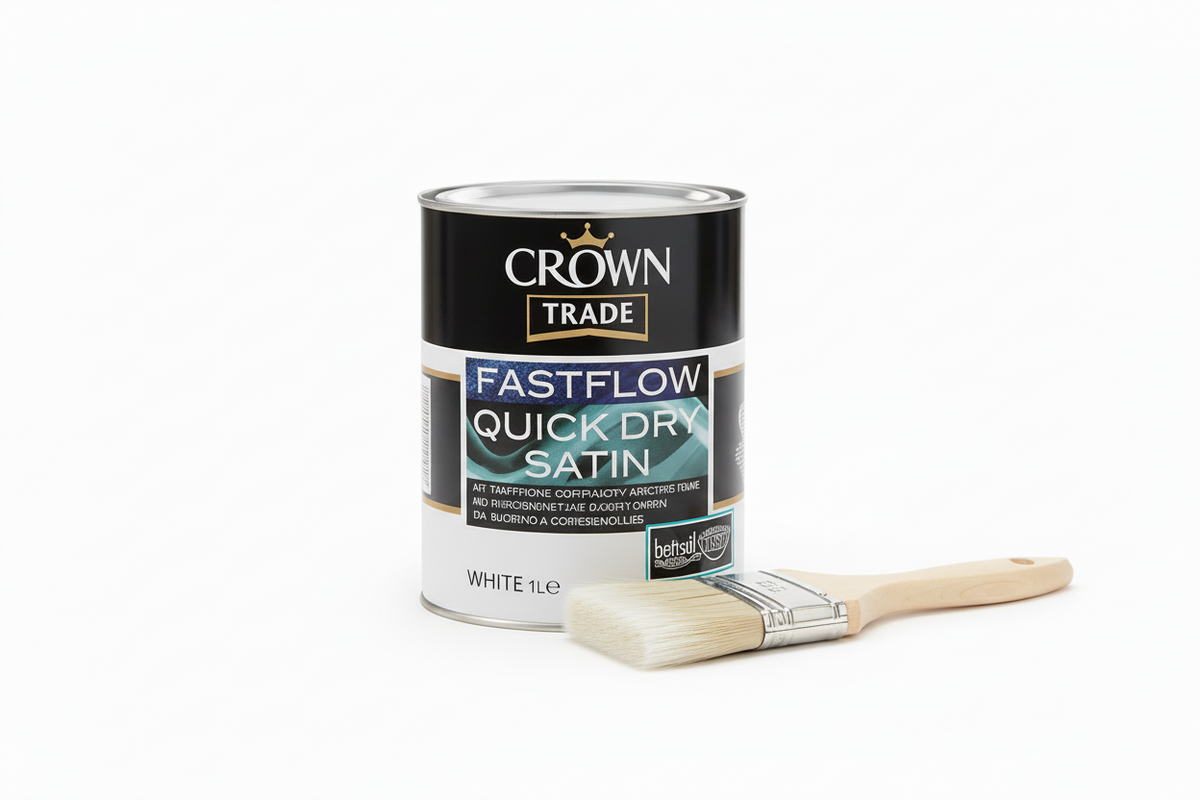 Crown Trade Fastflow Quick Dry Satin White 1 Litre