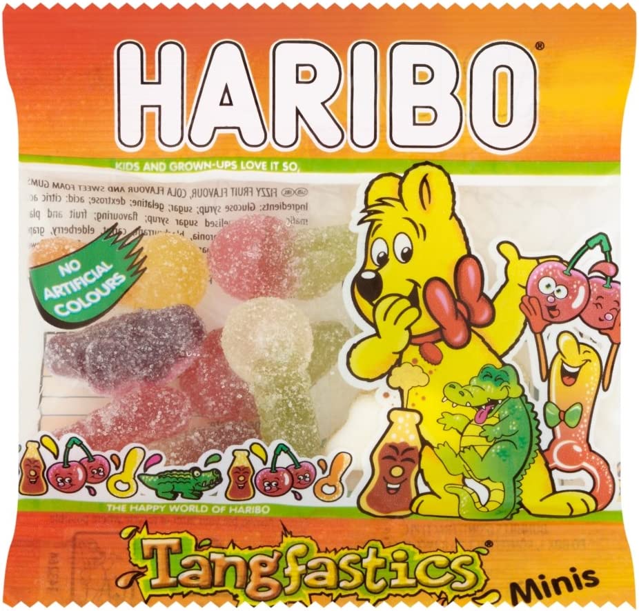 Haribo Tangfastics Sour Sweets Mini Bags, 16g x 100 packs