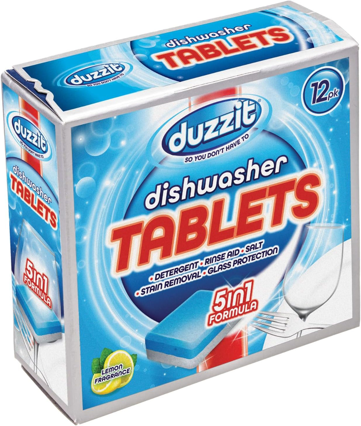 Duzzit Dishwasher Tablets 5 In 1 Action Lemon Fresh Removes Stains And Grease | 1 x 12's