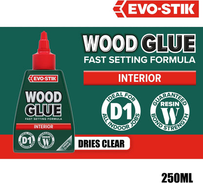EVO-STIK Wood Glue | Interior | Extra Strong | Fast Setting | Dries Clear | 1 x 500ml