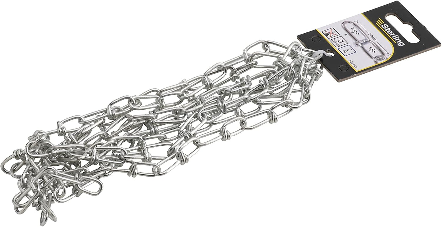 Sterling KZ24L2 Knotted Chain, Bright Zinc Bright Zinc Plated 2.4mm x 2m