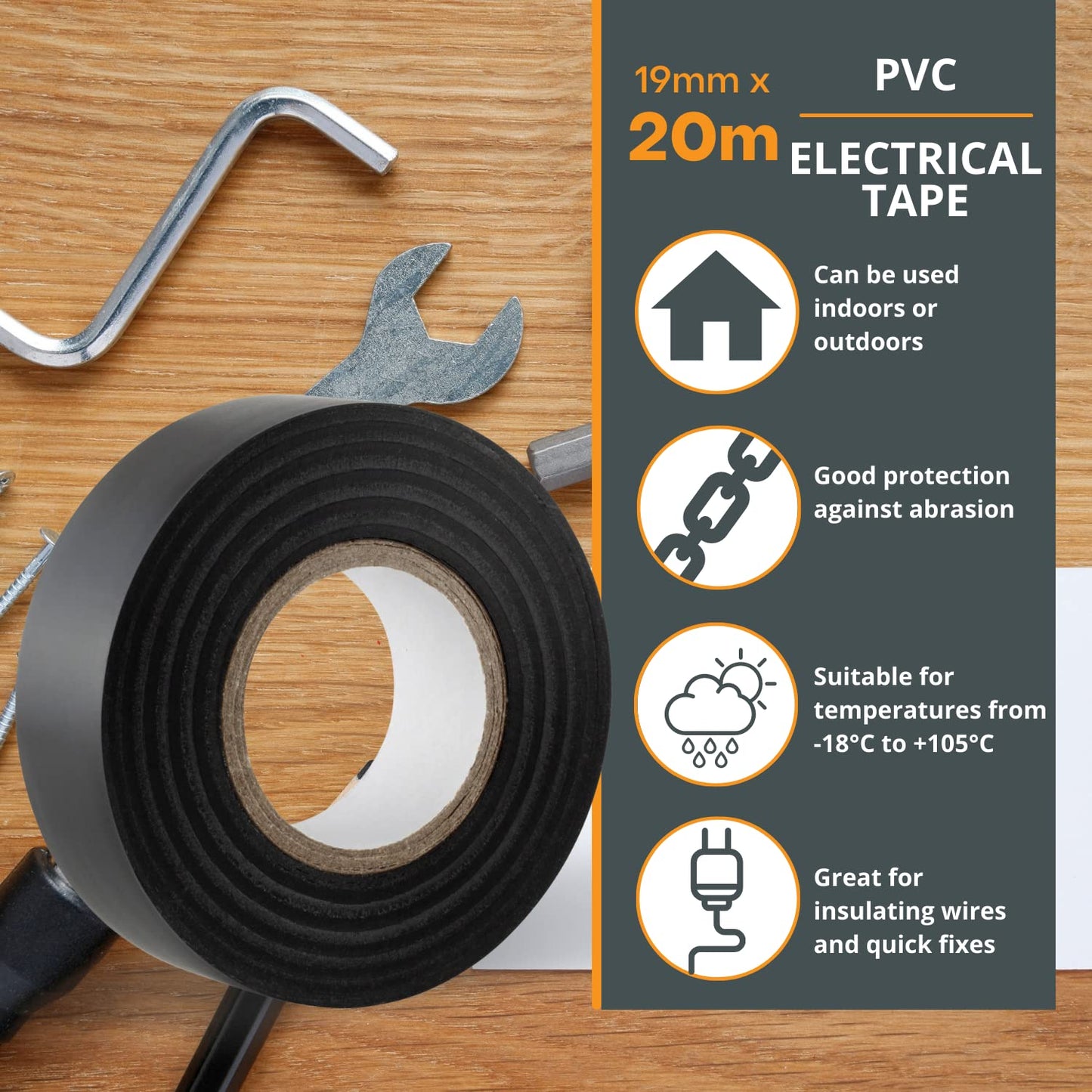 Dencon Electric Black PVC Insulation Tape 20m