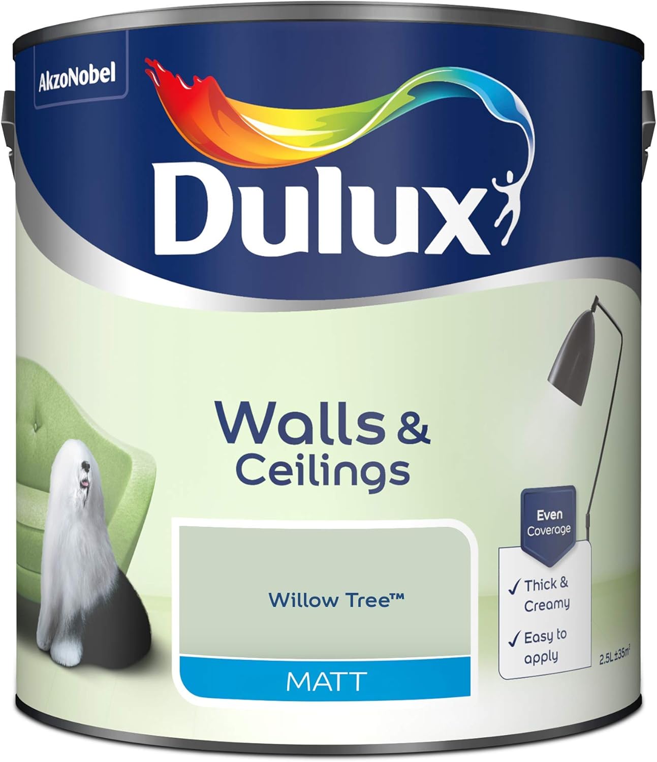 Dulux Matt Emulsion Paint For Walls And Ceilings - Willow Tree 2.5 Litres