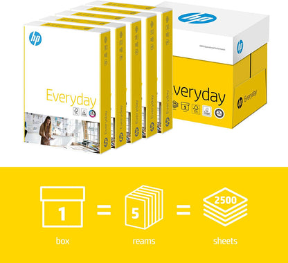 HP Everyday A4 Paper | White | Multi Purpose Paper | 75gsm | 2500 Sheets | 5 Reams