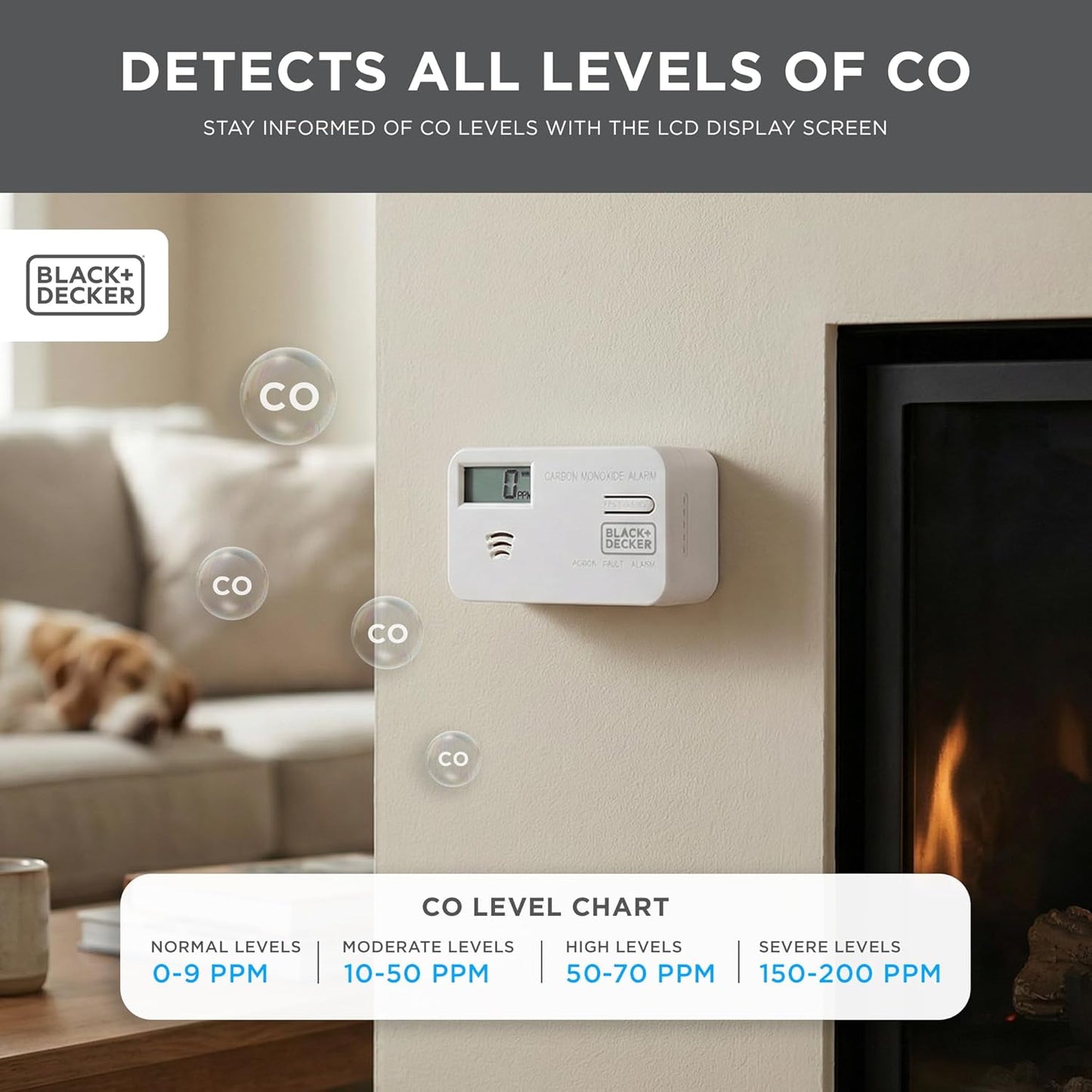 BLACK+DECKER Carbon Monoxide Alarm and Detector with LCD Screen