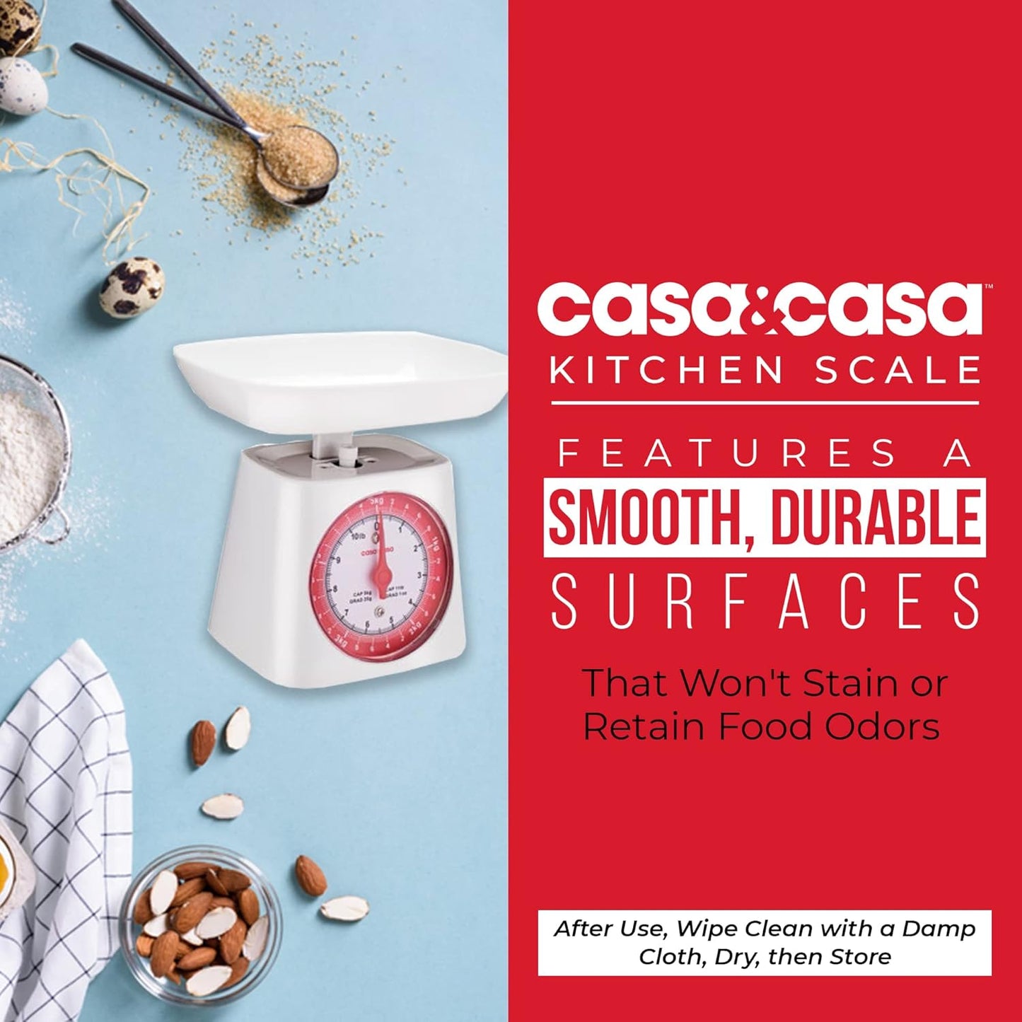 Casa&amp;Casa Mechanical Kitchen Scales, Professional Food Weighing Scale with Classic Analog Display.
