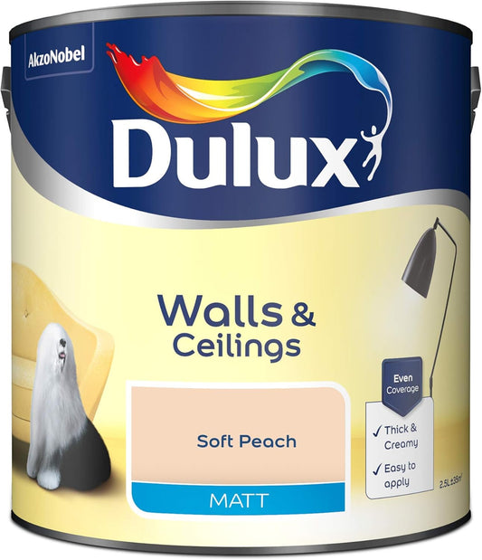 Dulux Matt Emulsion Paint For Walls And Ceilings - Soft Peach 2.5 Litres