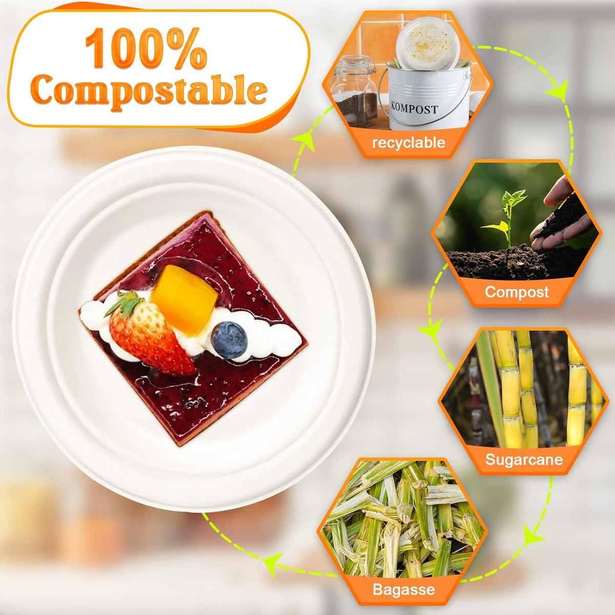 Belgravia Super Rigid 9 Inch Biodegradable Plate (Pack of 50) 3864