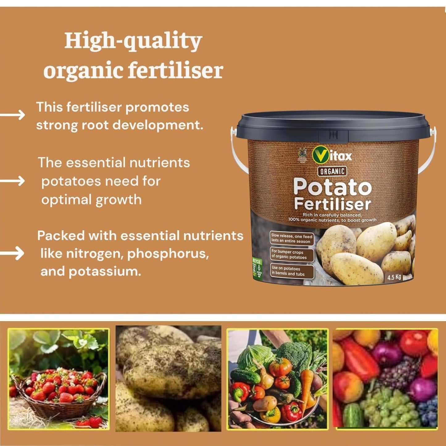 Vitax Organic Potato Fertiliser 4.5Kg Resealable Tub