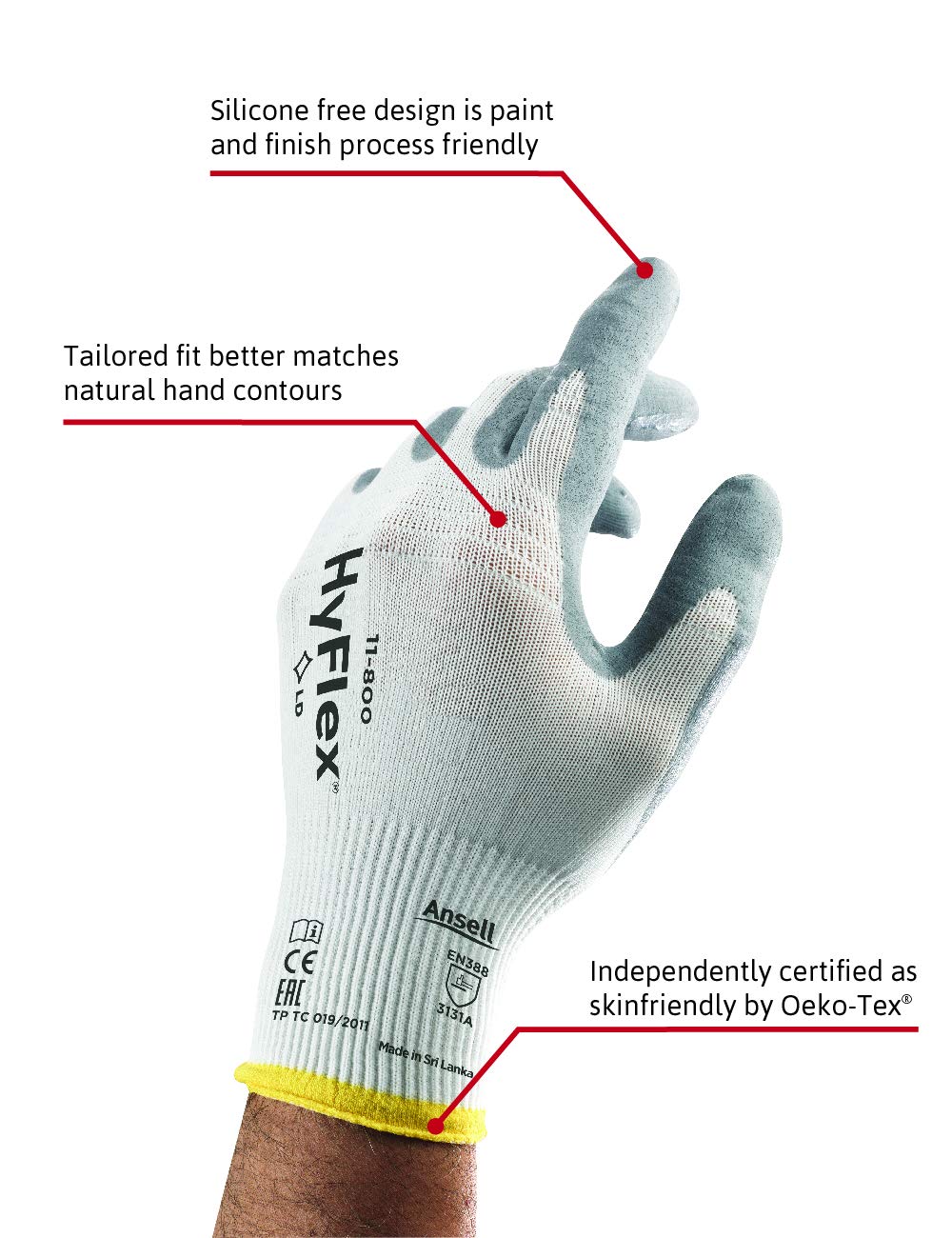Ansell Hyflex Grey Foam Gloves (Pair) - UK BUSINESS SUPPLIES