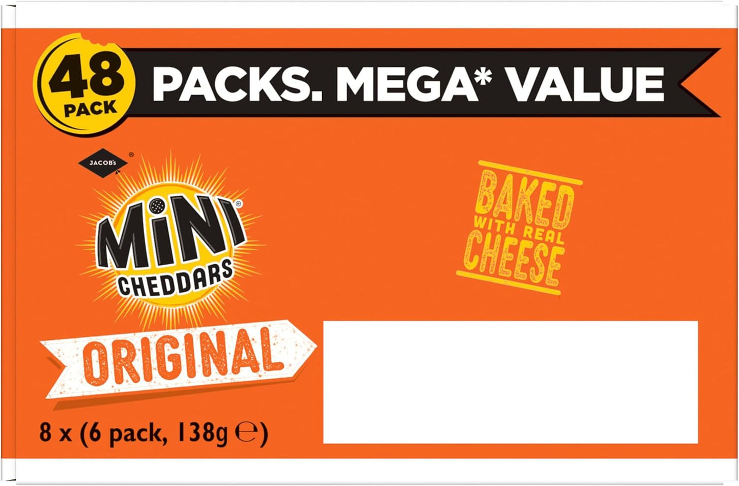 Jacob's Mini Cheddars Original Multipack Baked Snacks 6x23g {8 Pack}