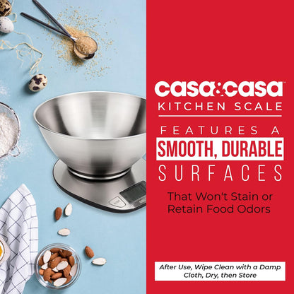 Casa & Casa Digital Kitchen Scales & bowl, Professional Food Weighing Scale with Display, Electronic Scale