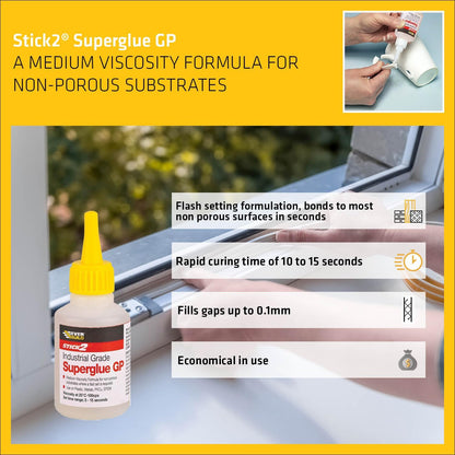 Everbuild Stick2 General Purpose Superglue | Industrial Grade | High Strength | Rapid Setting |