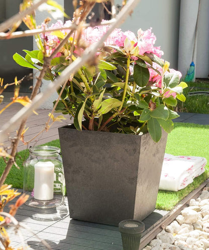 Primeur Eco Garden 33Cm Sonata Recycled Rubber Plant Pot Steel Grey