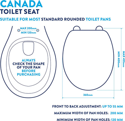 Croydex Canada Anti Bacterial Toilet Seat, White, 36 x 42.5cm
