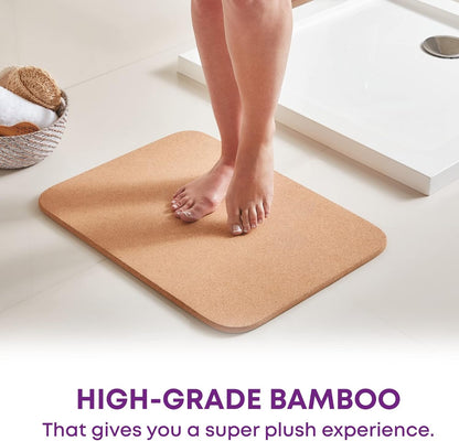 Blue Canyon Natural Cork Bath Mats, Eco-Friendly Durable Wooden Non-slip Bathroom Accessory