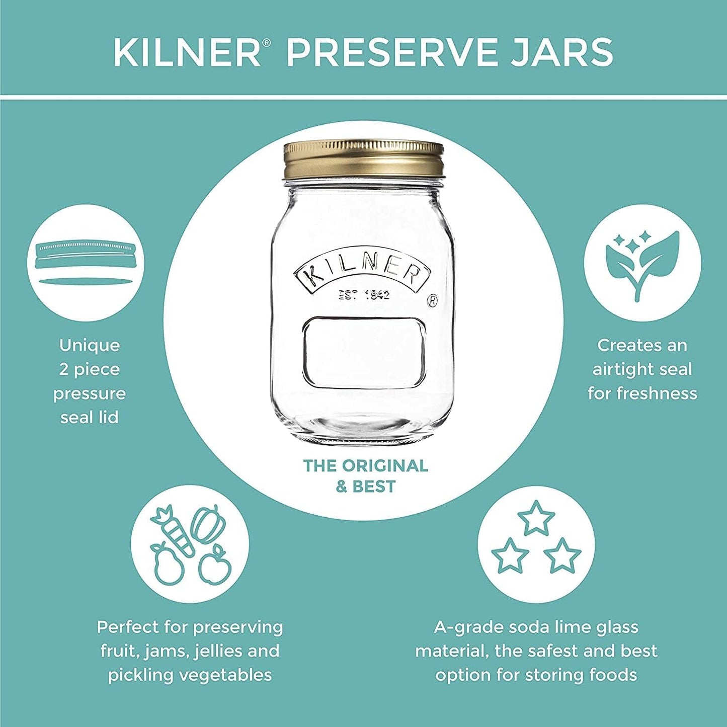 Kilner Small 0.25L Screw Top Preserve Glass Storage Jar (0025.402)