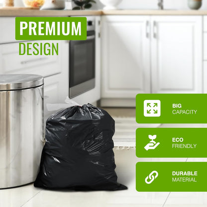 20-Pack Ultimate Embossed Black Drawstring Bin Liner Bin Bag Refuse Sacks Heavy Duty - 80L Capacity