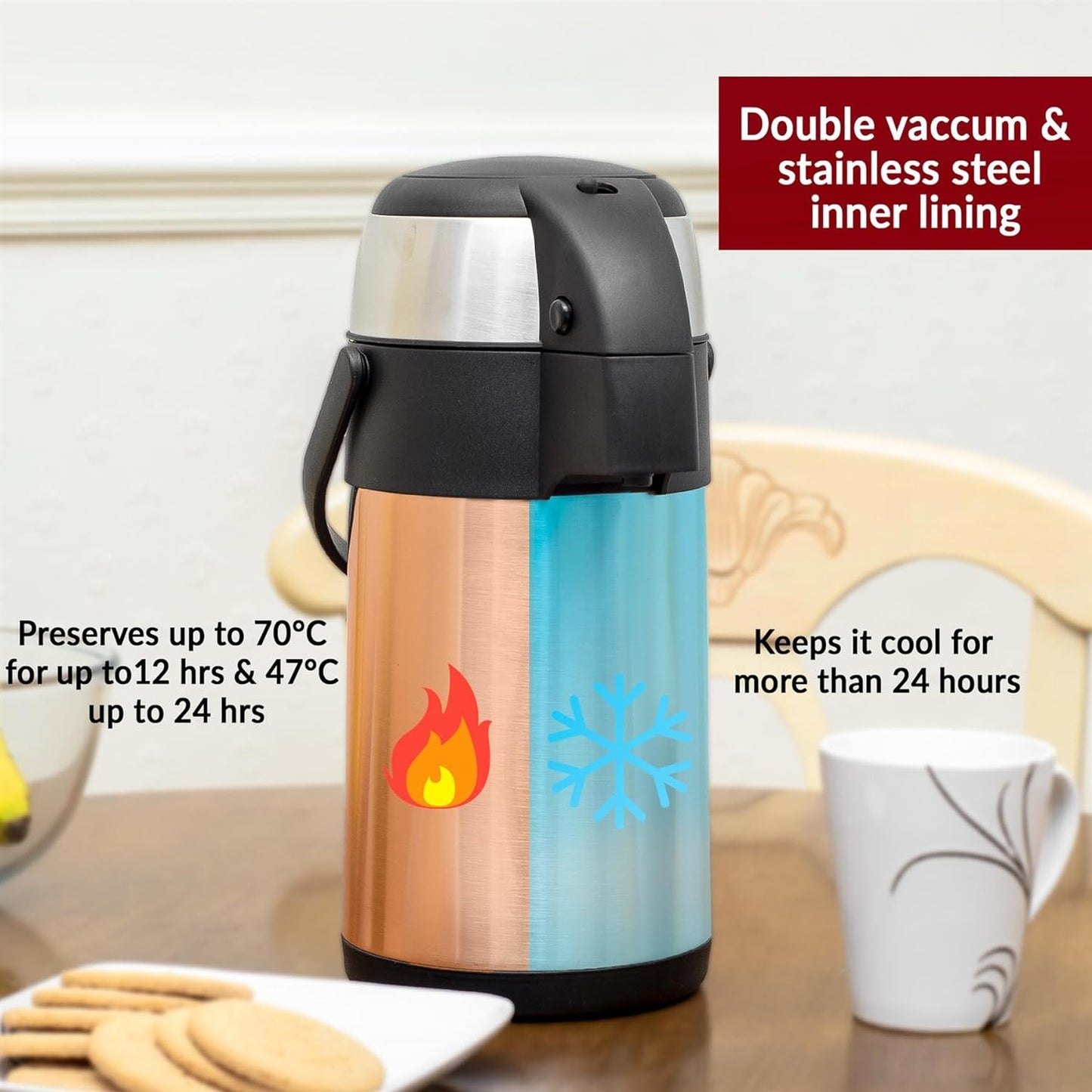 Fixtures Chrome President Pump AirPot Vacuum Jug 1.9L - 3 Litre (ALL SIZES)
