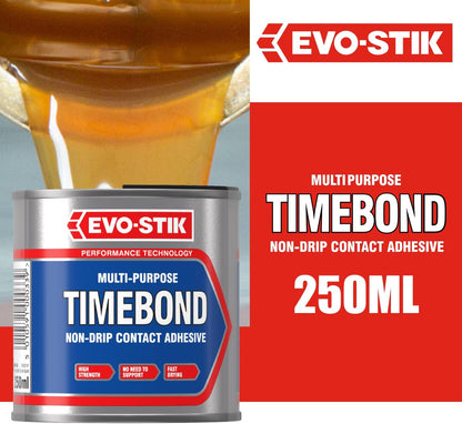 Evo-Stik Timebond Contact Adhesive, High-Strength, Non-Drip, Multipurpose, 250Ml