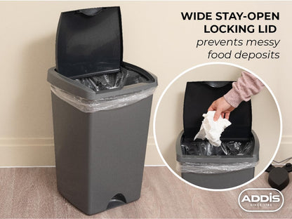 Addis 50 Litre Lift Up Lid Kitchen Rubbish Bin | Metallic | 510711.
