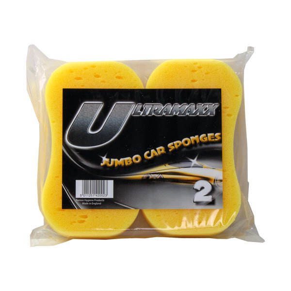 Ultramax Yellow Jumbo Car Sponge {Twin Pack}