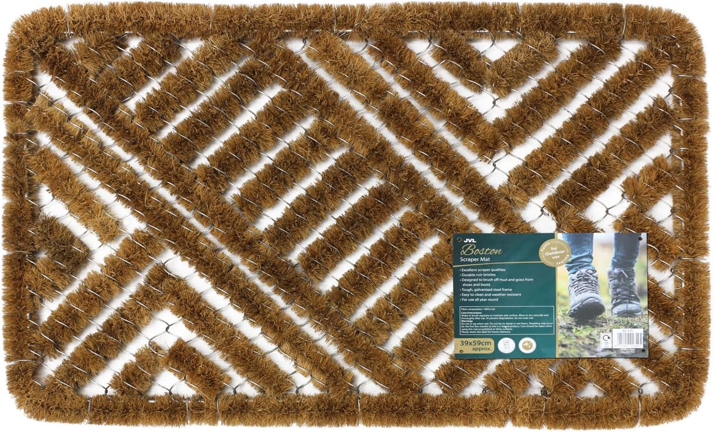 JVL Boston Scraper Door Mat, 39 x 59 cm