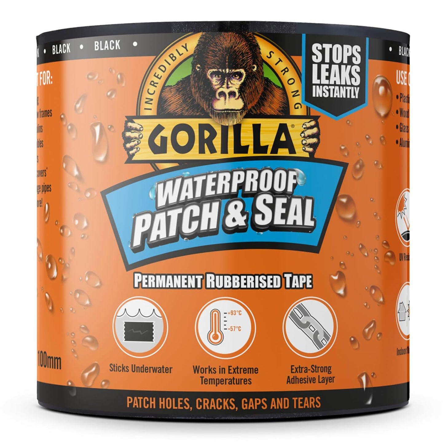 Gorilla Waterproof Patch & Seal Tape Black 3M