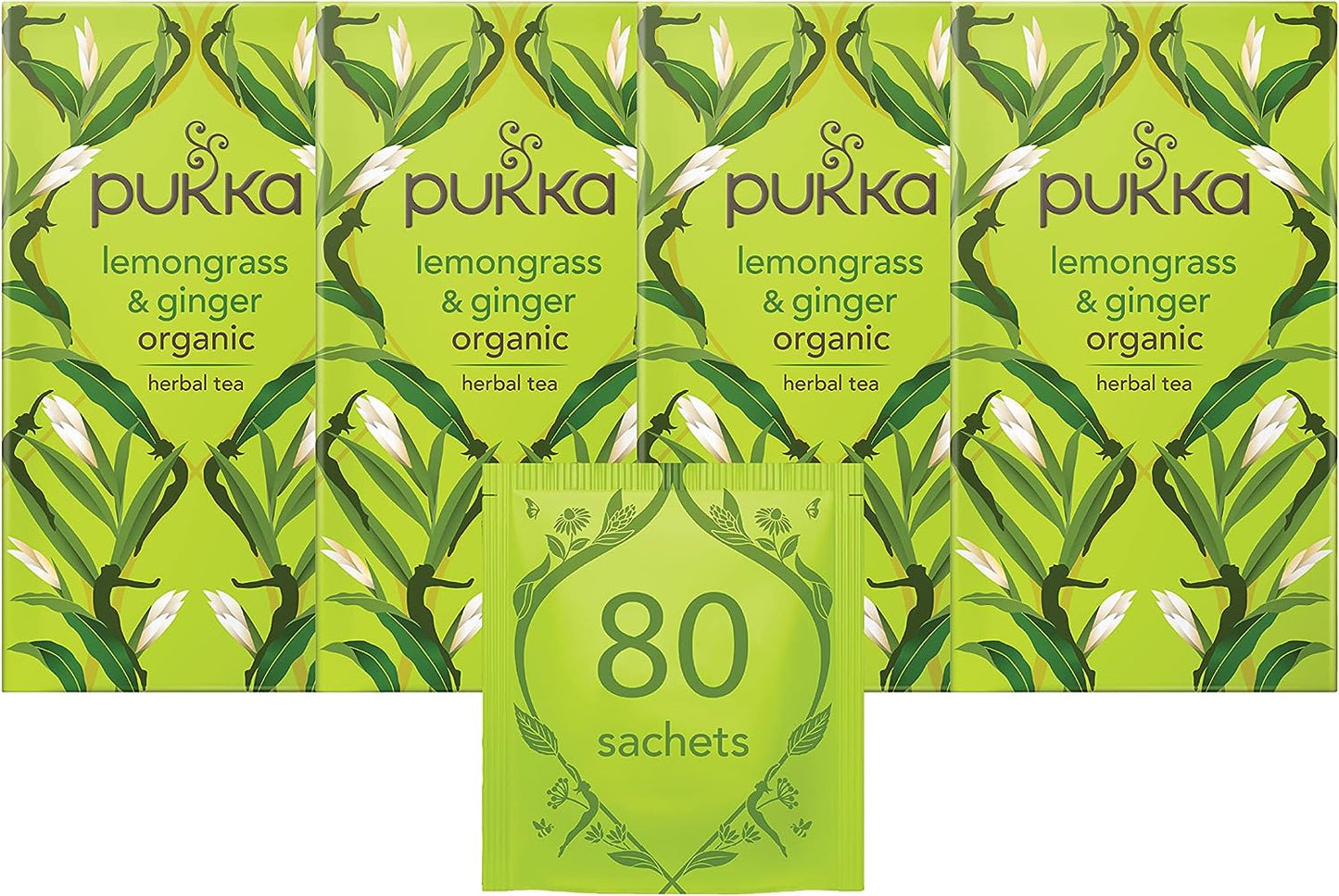 Pukka Tea Lemongrass & Ginger Individually Wrapped Enveloped Tea 20's