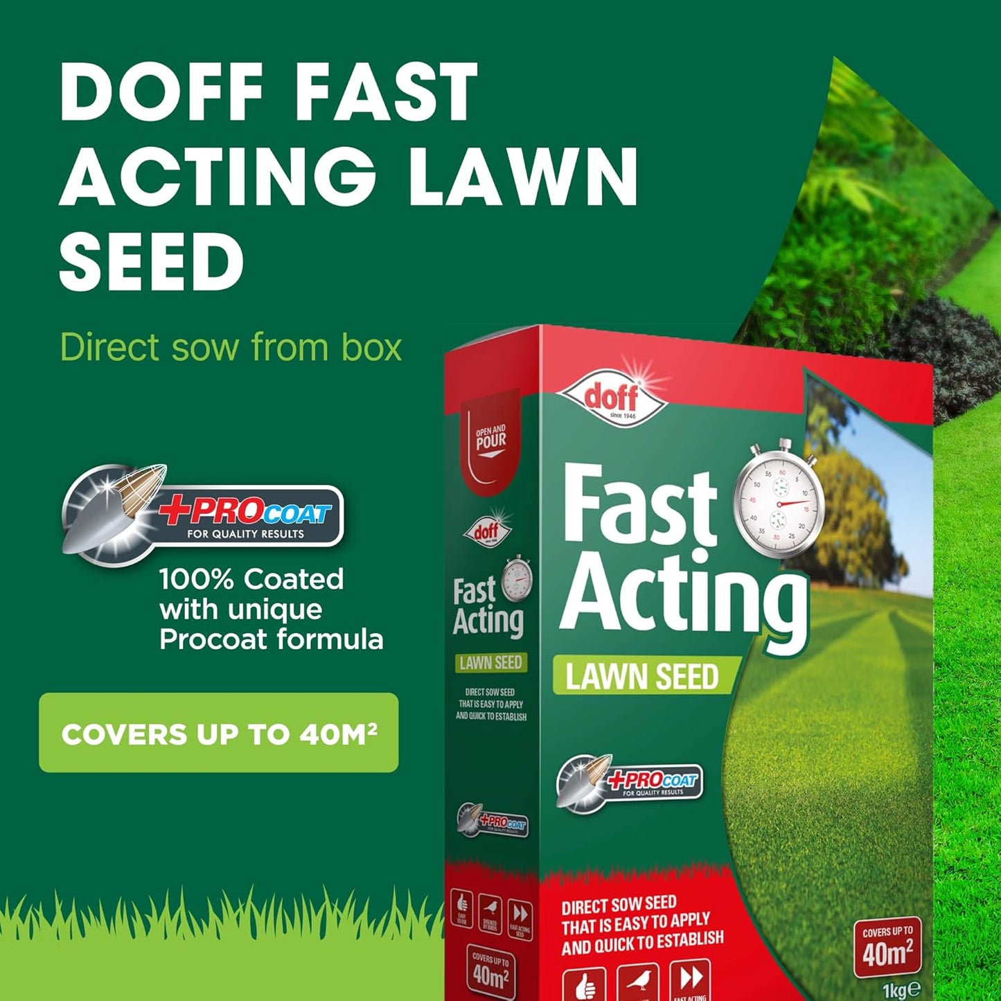 Doff Fast Acting Lawn Seed with Procoat- 1kg