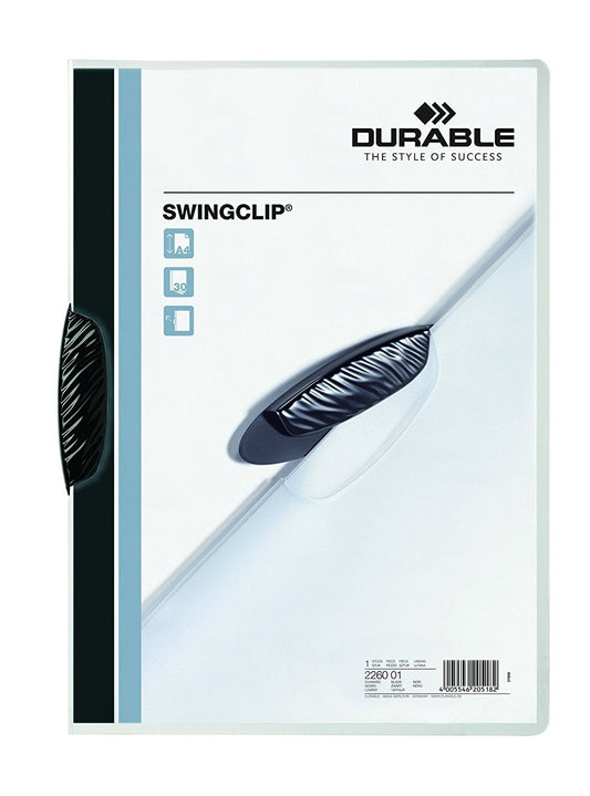 Durable Swingclip Report Folder 30 Sheets A4 Black (Pack 25)