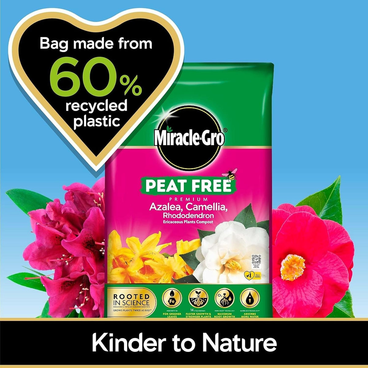 Miracle-Gro Peat Free Azalea Camellia Rhododendron Ericaceous Potting Compost 10L Bag