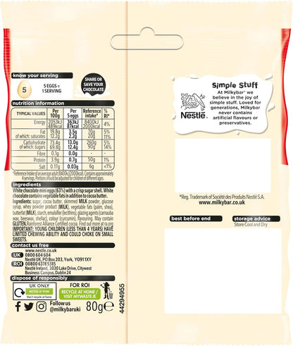 Milkybar White Chocolate Easter Mini Eggs Sharing Bag 80g