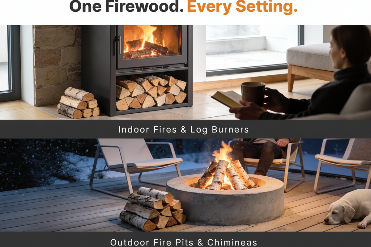 Wood Burner Logs 20L - Kiln Dried British Softwood Logs for Wood Burners