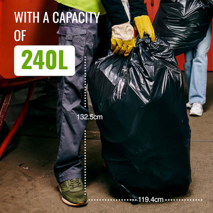 Ecobag  Eco-Friendly Wheelie Bin Liners | Capacity 240L | 18 Microns | 10 Pack Roll