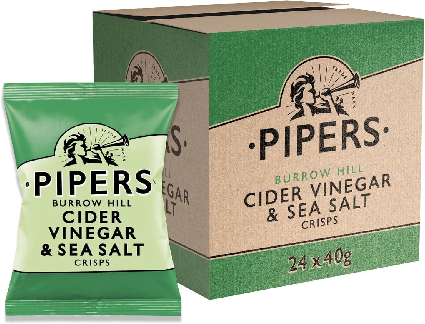 Pipers Gluten-Free Cider Vinegar & Sea Salt Crisps Multi-Pack | 24 x 40g