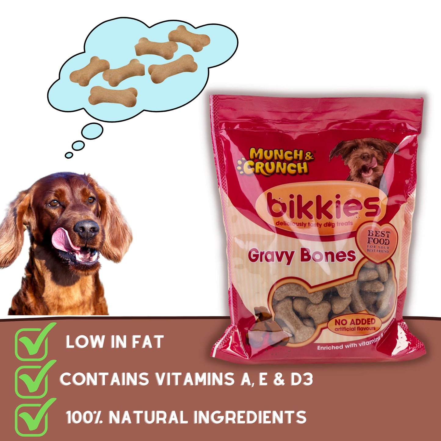 Munch & Crunch Bikkies Gravy Bones Dog Biscuits 300g