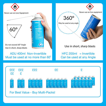 AF Utility Sprayduster / Air Duster Compressed Gas Can, HFC Free, Non-Invertible Removal of Dus