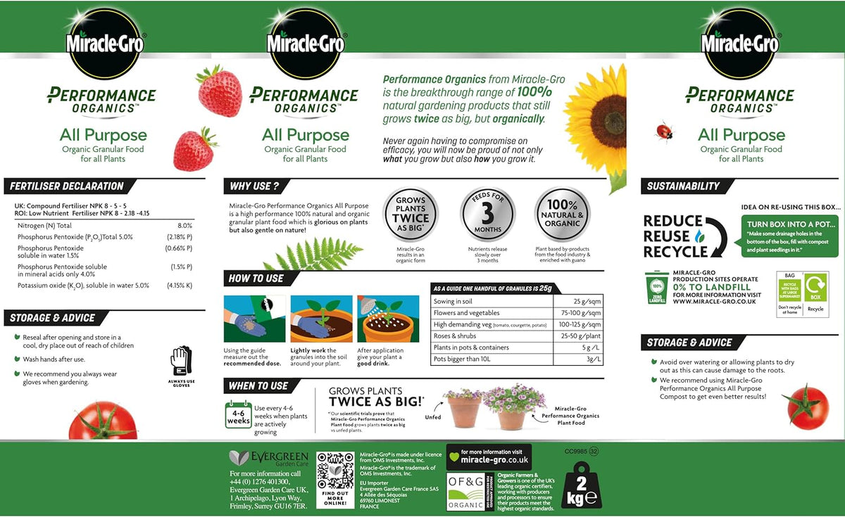 Miracle-Gro Performance Organics All Purpose Granular Plant Food, 1kg