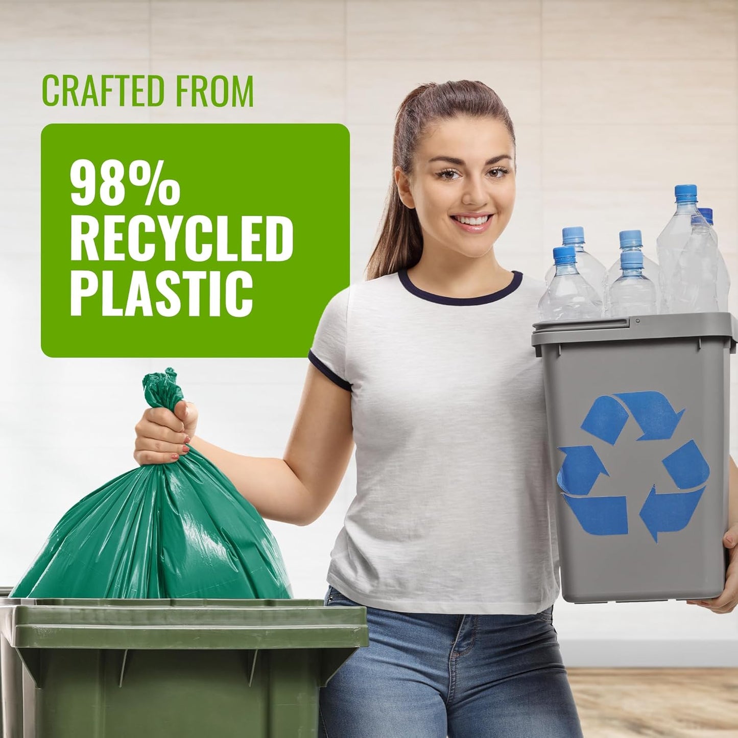 Ecobag Extra Strong Heavy Duty Garden Sack | 100L Capacity | Recyclable Refuse Bags | 1 x 10 Pack