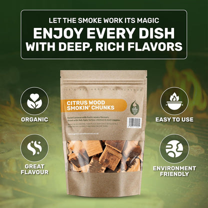 Green Olive Firewood Company - Orange, Lemon, Lime - Wood Chunks Blend for Smoking, 5L