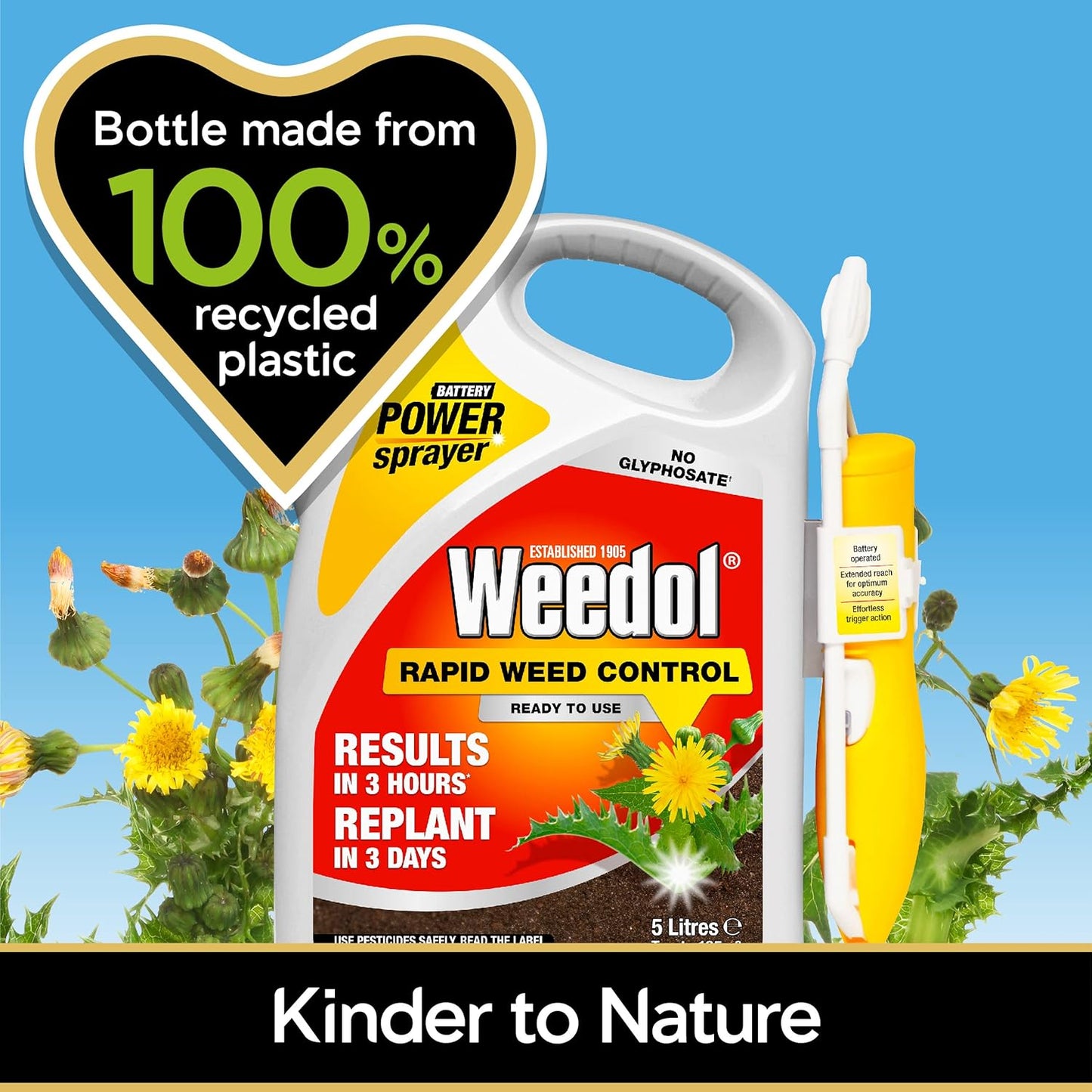 Weedol Rapid Weedkiller With Power Sprayer, Ready To Use, 5L