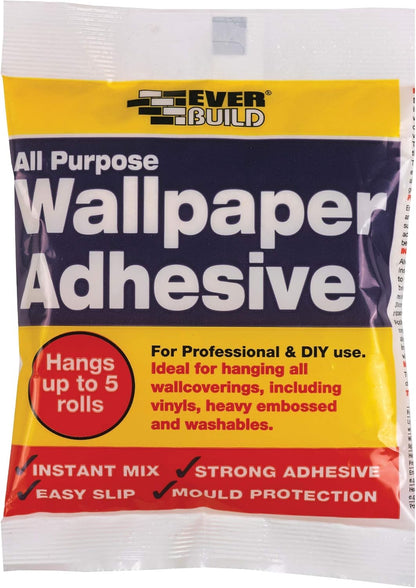 Everbuild All Purpose Wallpaper Adhesive Easy-Mix Formula – 1 Bag Hangs Up To 5 Rolls