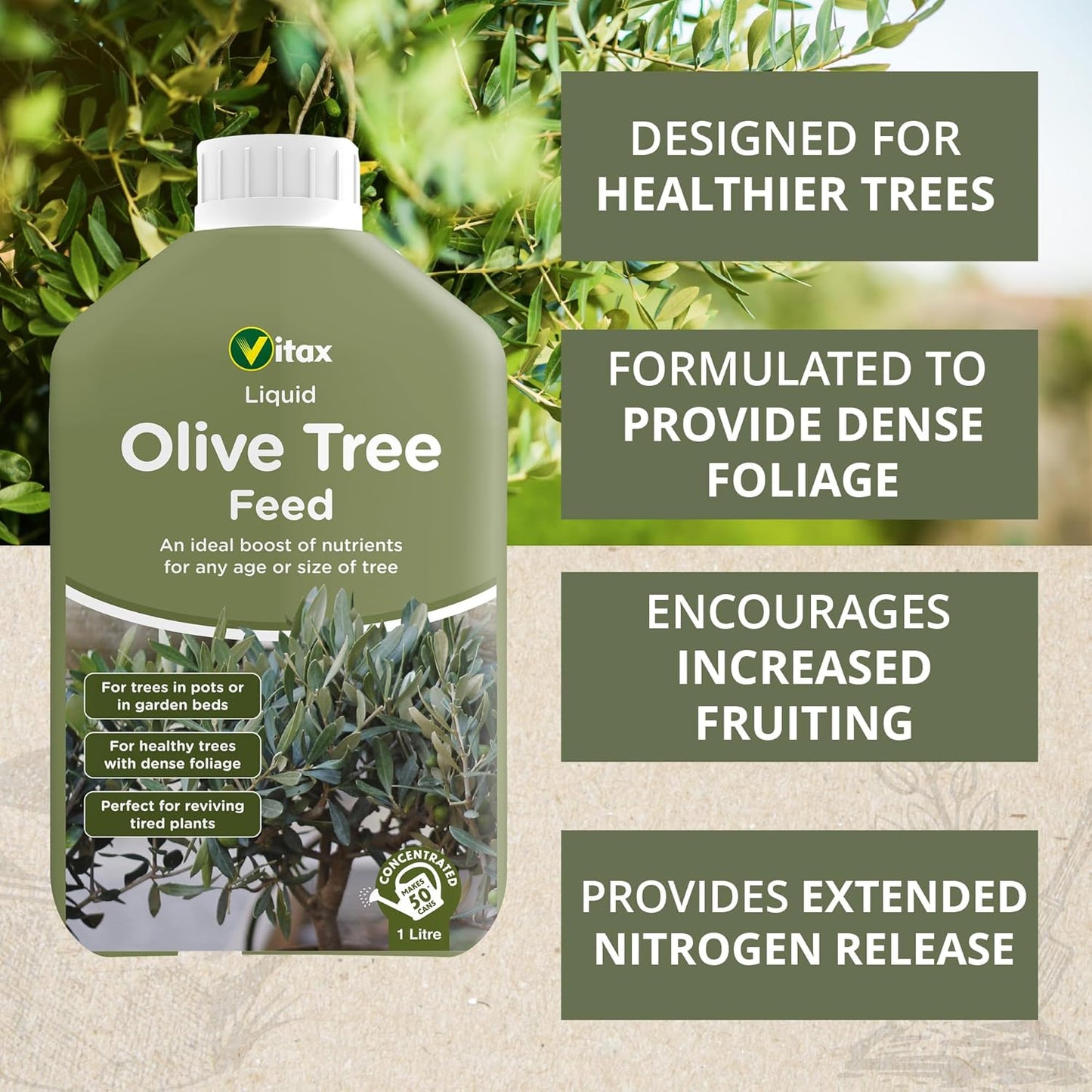 Vitax Olive Tree | Liquid Feed | Highly Concentrated | 1 Litre (Makes 250 Litres)